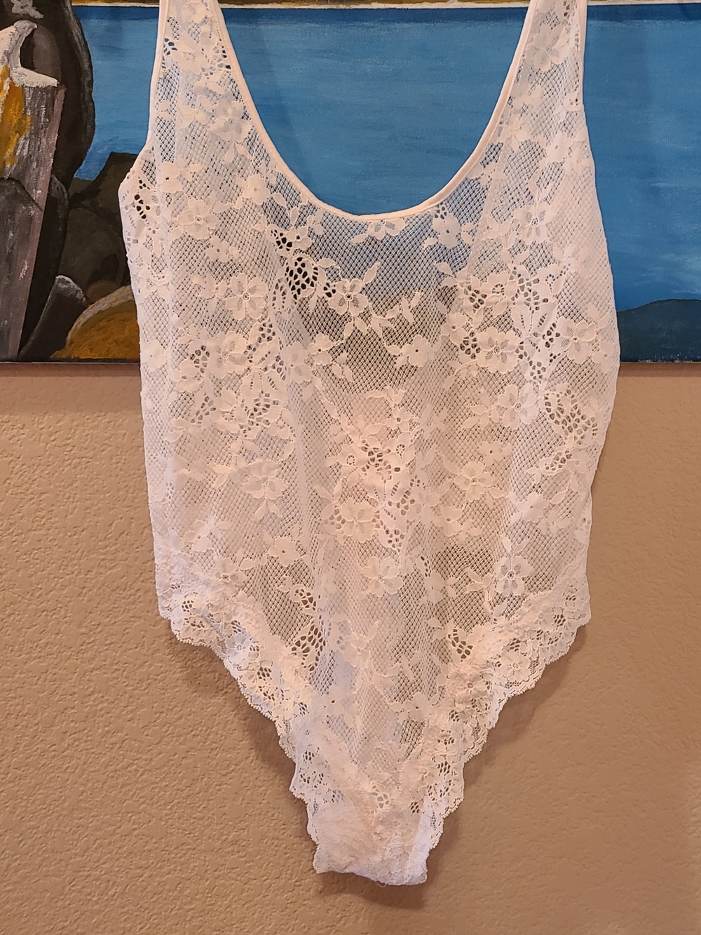 Victoria's Secret White Lace Bodysuit with Pink Tags